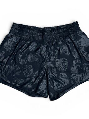 Athleta Black Tropical Print Running Shorts Lightweight Gym Size Medium